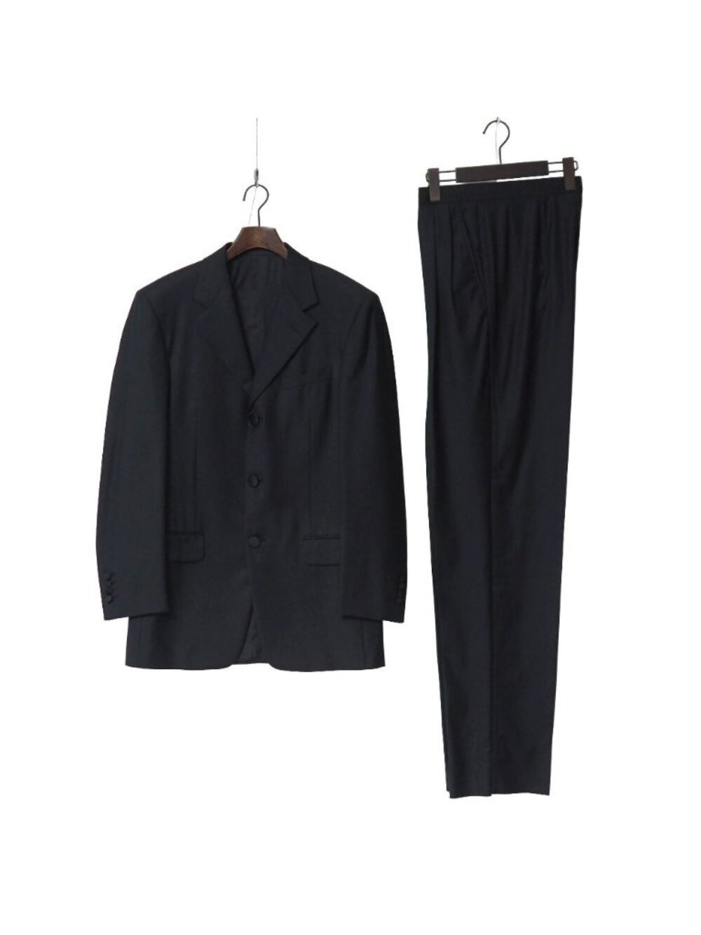 Versace Suit 46 Tailored Leather Single Jacket Two Tuck Trousers